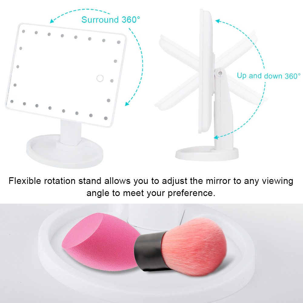 22 Magnifying Makeup Mirror with LED Light Vanity Mirror Flexible Cosmetics lighted Make Up Mirrors USB Or Battery 10x Hand M