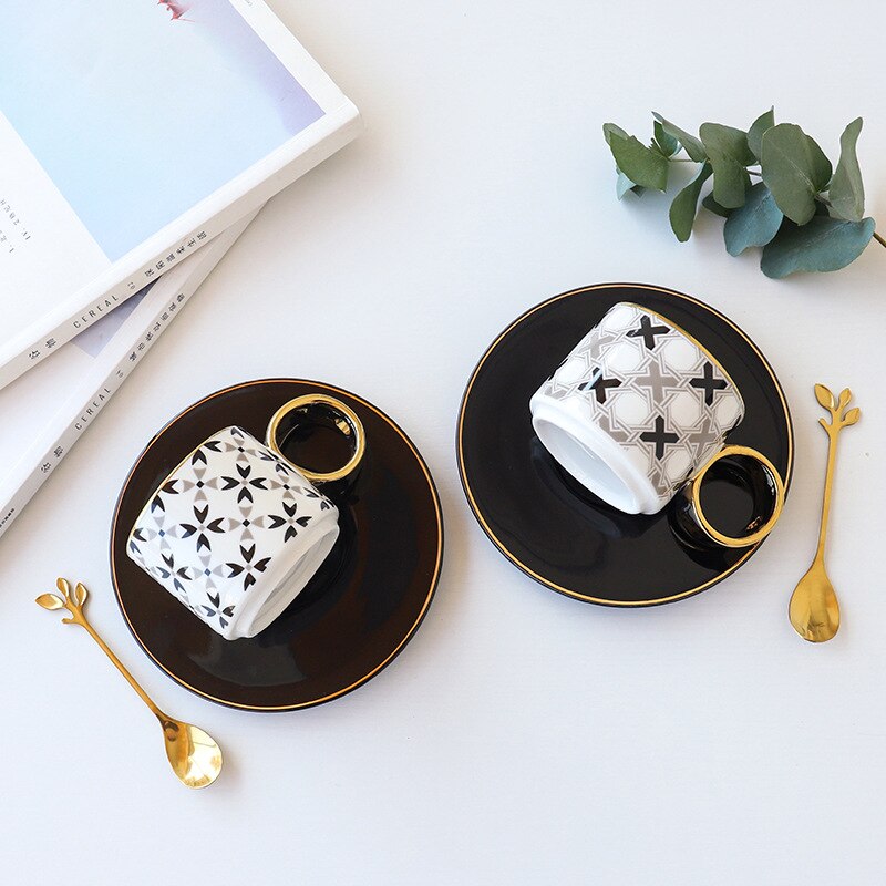 Light Luxury Ceramic Coffee Set 150ml Coffee Cup and Saucer Spoon Set