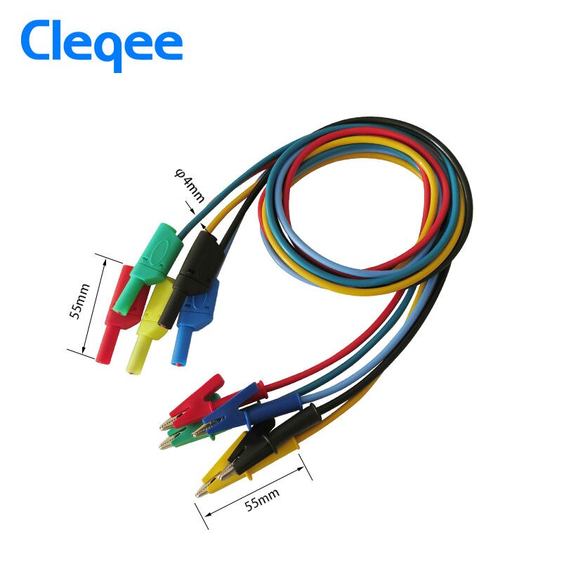 Cleqee P1018A 1M 4Mm Banana Plug Naar Krokodil Alligator Clip Test Probe Aderige Kabel