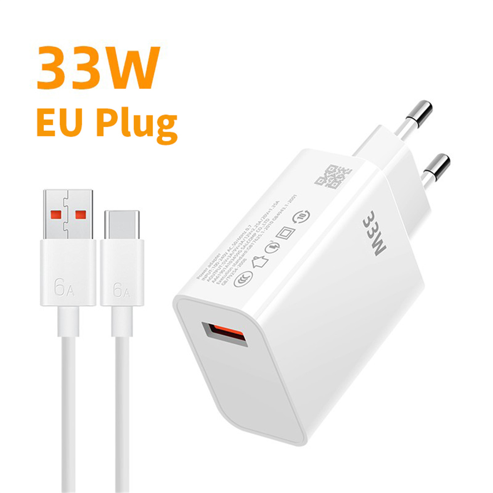 Cargador USB 33W cargador de carga rápida 6A Cable USB tipo C para Xiaomi mi14 13 12 Redmi iPhone Oneplus adaptador de cargador de teléfono rápido: DE