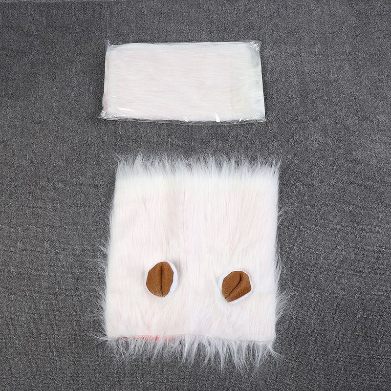 Peluca de perro León para mascotas, ropa de Cosplay, disfraz de transfiguraciOn, peluca de pelo cálido de invierno para perros grandes, accesorios para fiestas navideñas: White / M
