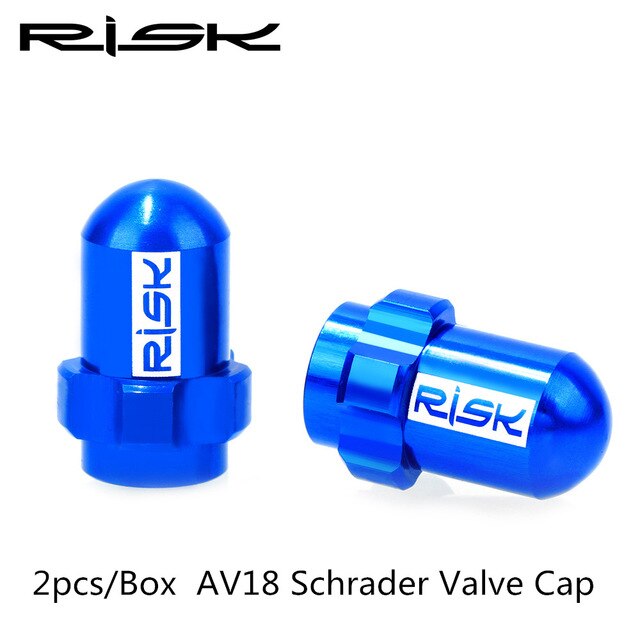 RISCHIO Leggero In Lega di Alluminio MTB Della Bici Della Strada Della Bicicletta Ugello del Gas Pneumatico Caps FV AV Presta Schrader Valvola Della Polvere Della Protezione Della Copertura 2 pz/scatola: Schrader Valve Blue