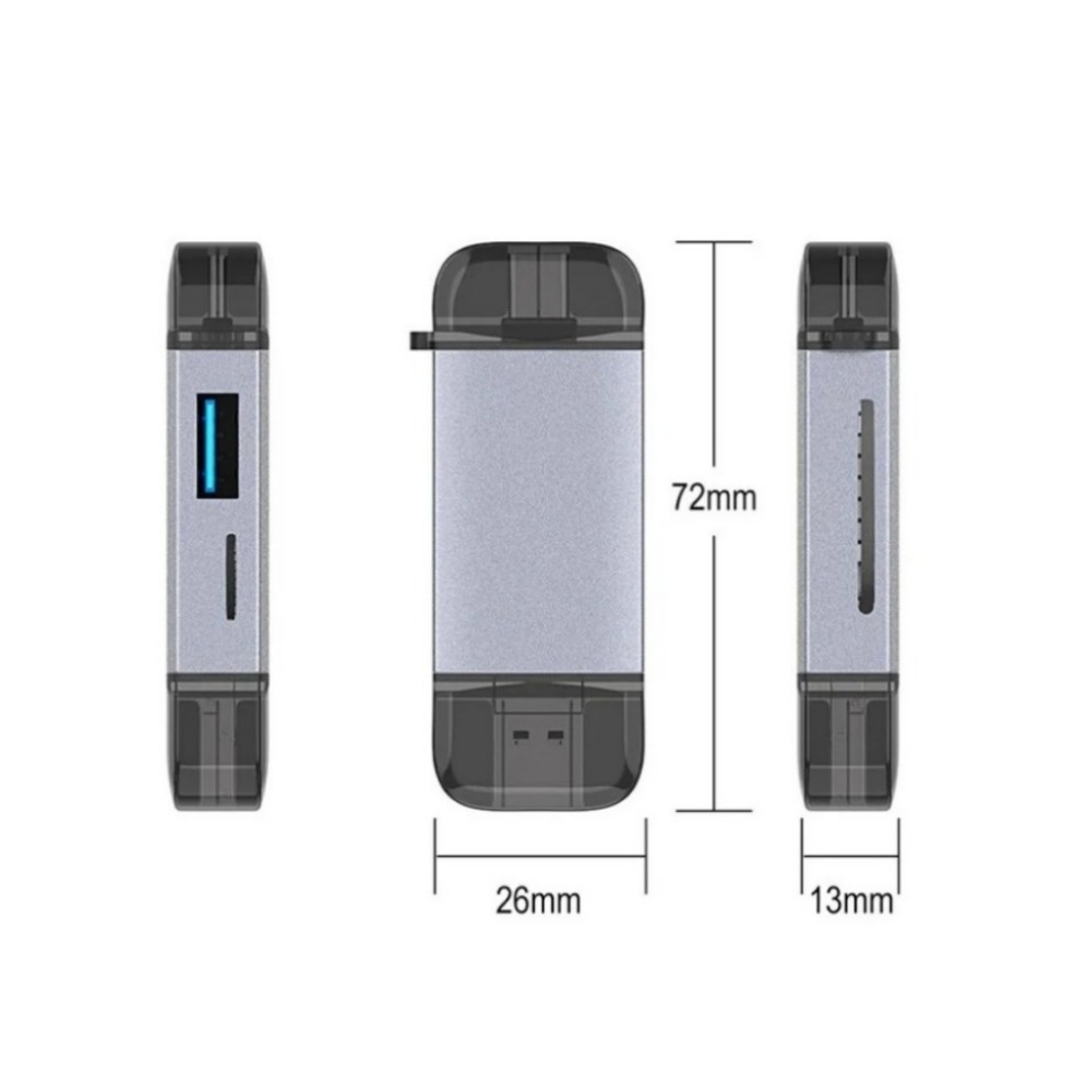 Multifunções Micro SD Leitor de Cartão TF, Tipo-C USB 3.0, U Disk Memory Reader, USB Flash Drive, Leitor de Cartão Adaptador OTG, 6 em 1
