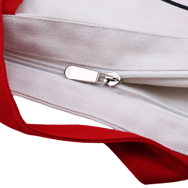 Sac de transport d'épaule de sac à provisions de toile de rayure de coton sac réutilisable d'eco petit sac à provisions à glissière