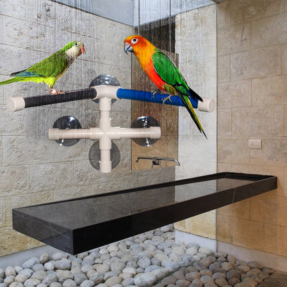 Perch Portable Platform Rack Shower Pet Accessories Toy Bird Bath Stand With Suction Cup Outdoors Garden Wall Mounted PVC