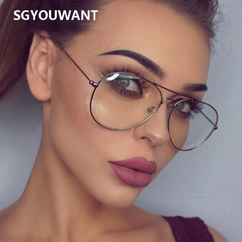 SGYOUWANT-Gafas de estilo aviador para hombre y mujer, lentes transparentes con montura dorada, clásicas, para leer
