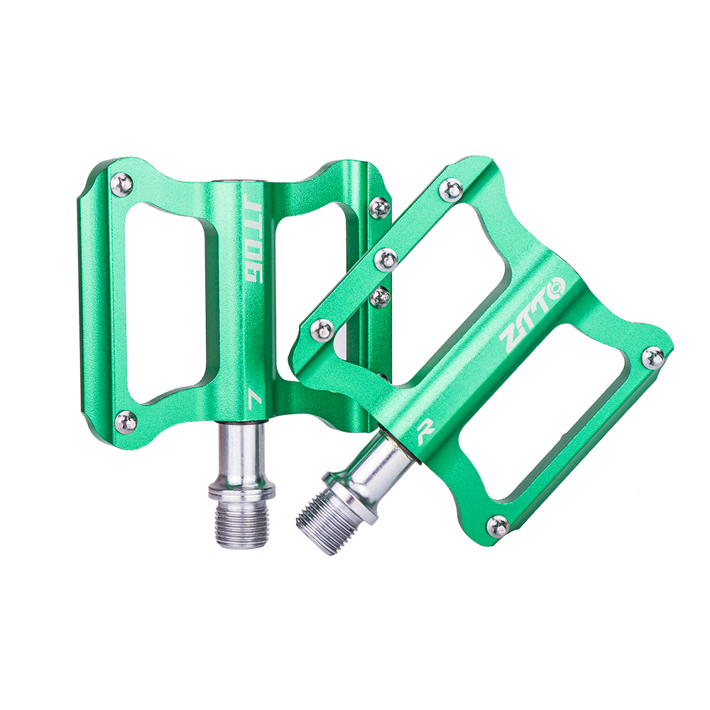 ZTTO Road Bike Ultralight Flat Pedal Aluminum Alloy Bicycle Bearings Anti-Slip Folding Pedals Cycling JT06: Green