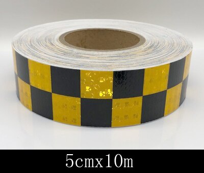 5cmx10m Square Traffic safety Self Adhesive Sticker Safety Reflective Tape for Truck: black yellow