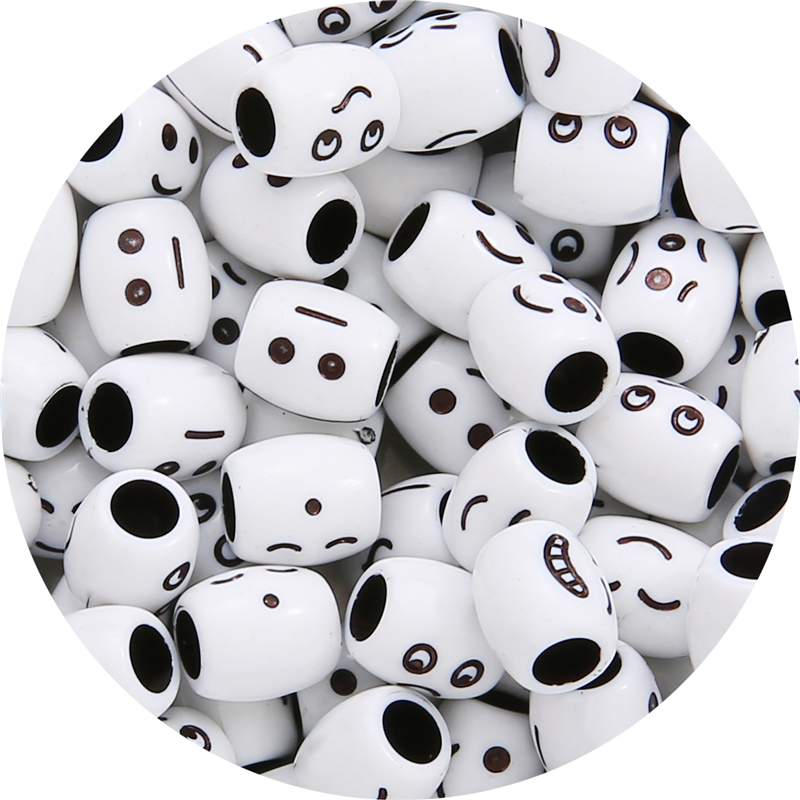 30 Stks/partij Willekeurig Gemengde Smiley Gezicht Acryl Barrel Haar Vlecht Dreadlock 5Mm Hold Buis Kralen Voor Diy Handgemaakte Sieraden maken: 3x3cm