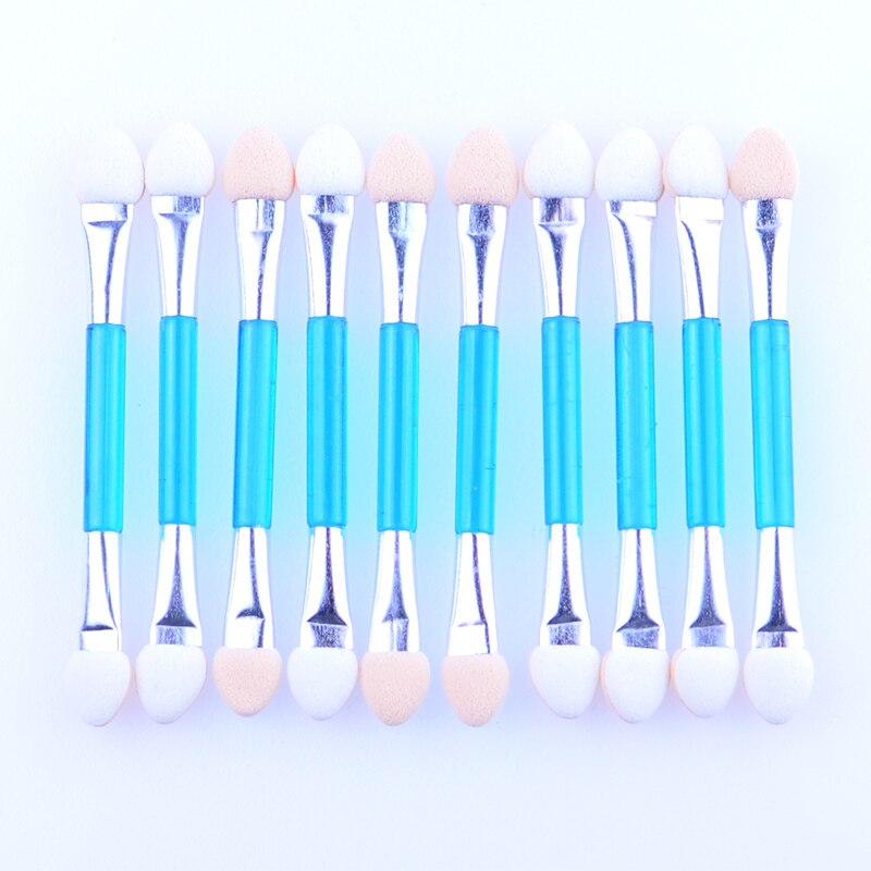 10 st engångs dubbelsidiga ögonskuggsborstar med svampspets oval makeup applikator ögonskugga make up borste set