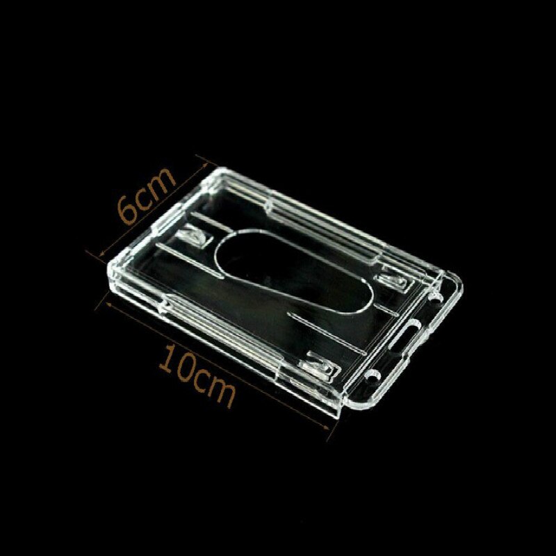 Hard Plastic Multi Card ID Badge Holder Credit Hard Plastic Badge Holder Double Card Transparent Vertical 10x6cm