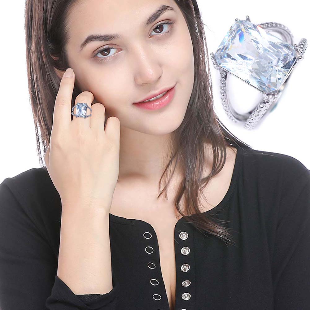 Big Stone Silver Rings for Women Jewelry Valentines Day