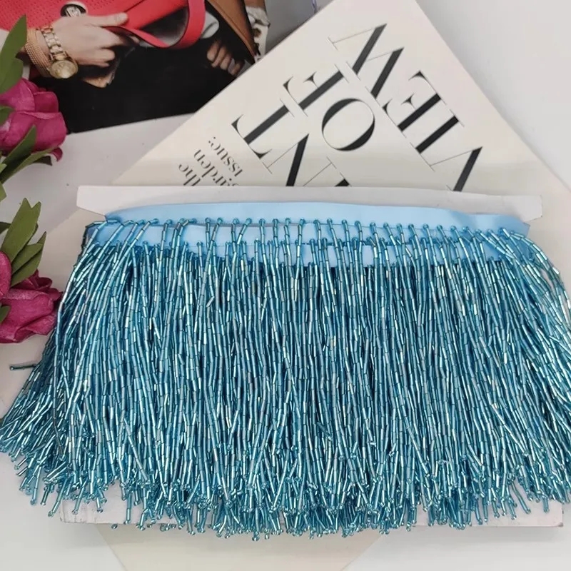 10CM Wide Gold Sliver Black Bead Tube Tassel Lace Trim For Clothes Wedding And Evening Dress Curtains Decoration Accessories: Antique Zinc