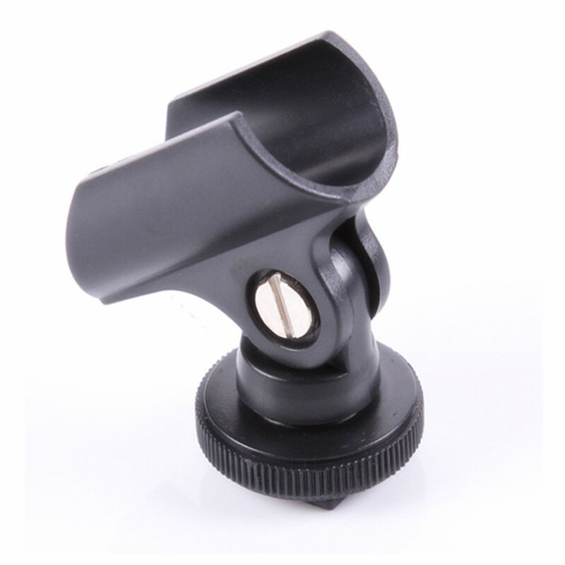 Microphone Clip Stand 19mm Plastic Mic Holder Clip with Shoe For DSLR Camera