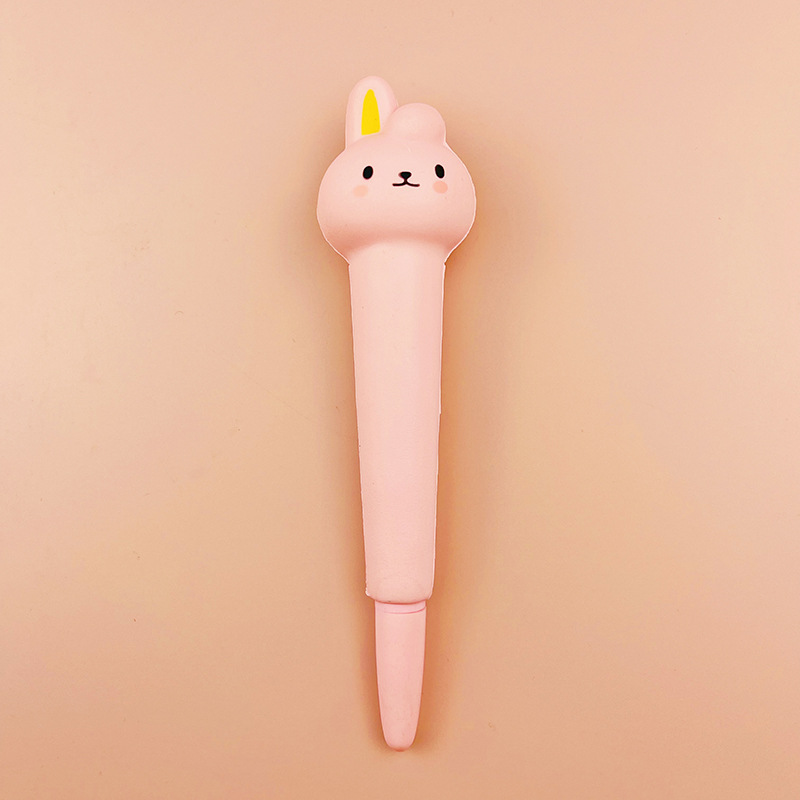 Stress Relieve Gel Pens Kawaii Rabbit Squishy Foam Signature Pens Cute Roller Pens for School Korean Stationery Office Supplies: Brown