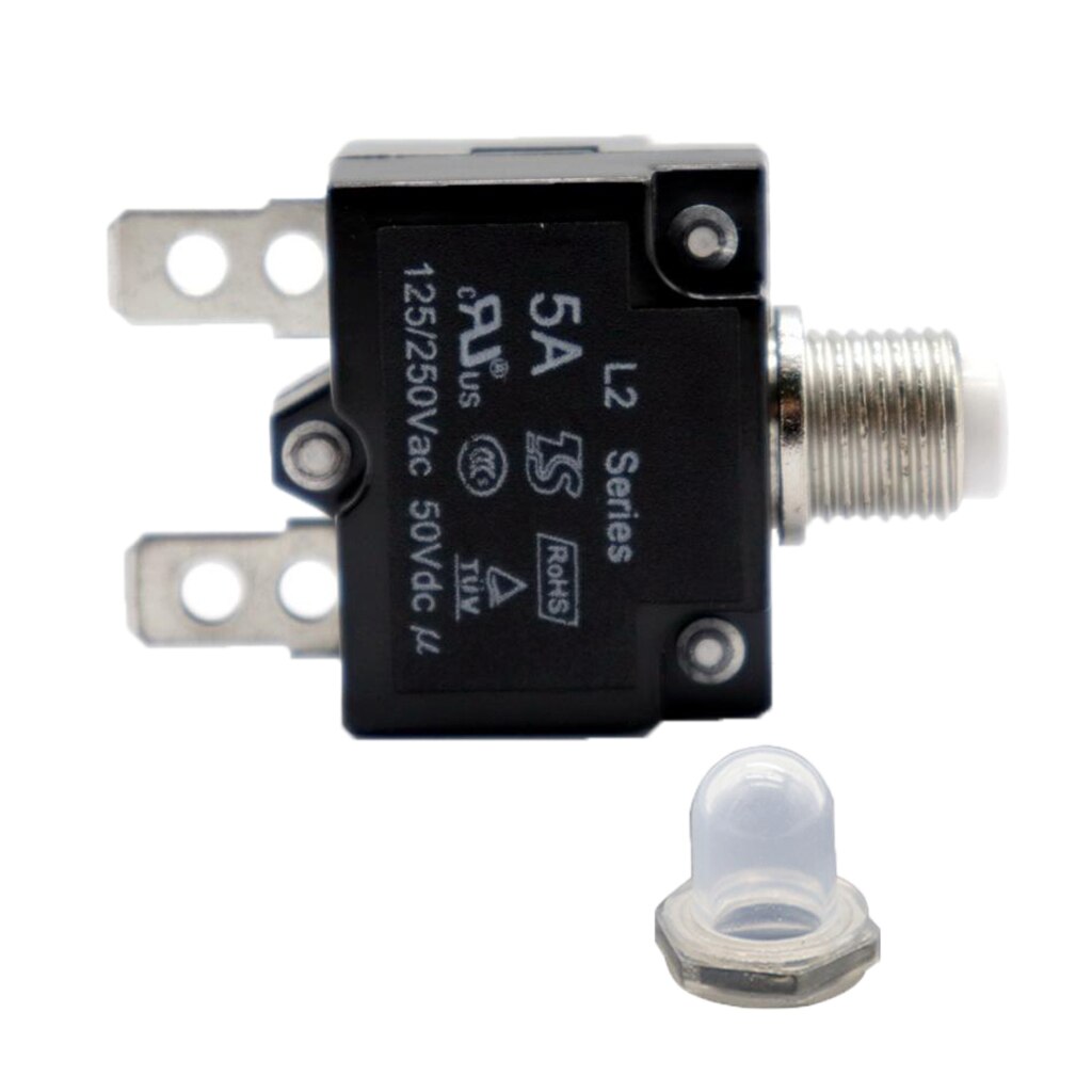5 Amp Push Button Circuit Breakers with Waterproof Button Transparent Cover, DC 50V AC 125-250V