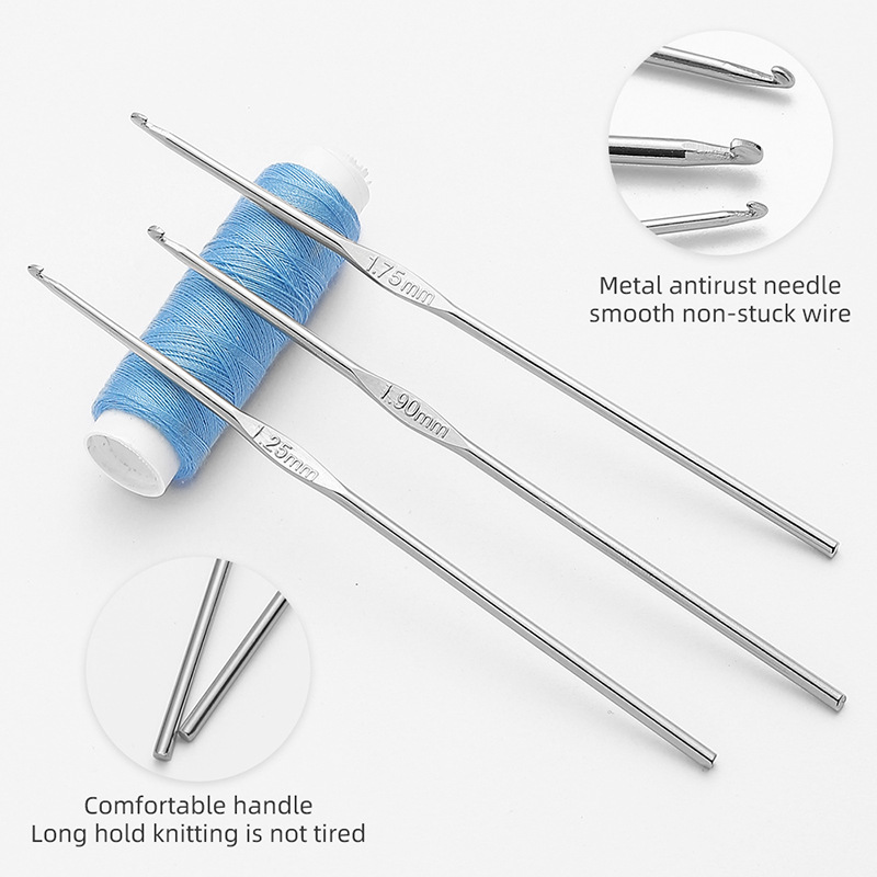 Crochets à tête unique en métal, taille 0.5mm-1.9mm, tissage de fil, artisanat, dentelle, laine, outil de besoin de CROCHET pour tricoter et accessoires