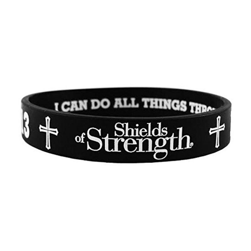 Philippiens 4:13 boucliers de force Bible Bracelet en caoutchouc de Silicone Bracelet Bracelet de Fitness