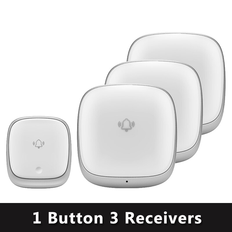 Colorful Wireless Doorbell Waterproof Self-powered Button 38 Chimes Outdoor House Door Bell Sets EU Plug-in No Battery Need: B 1Button 3Receiver