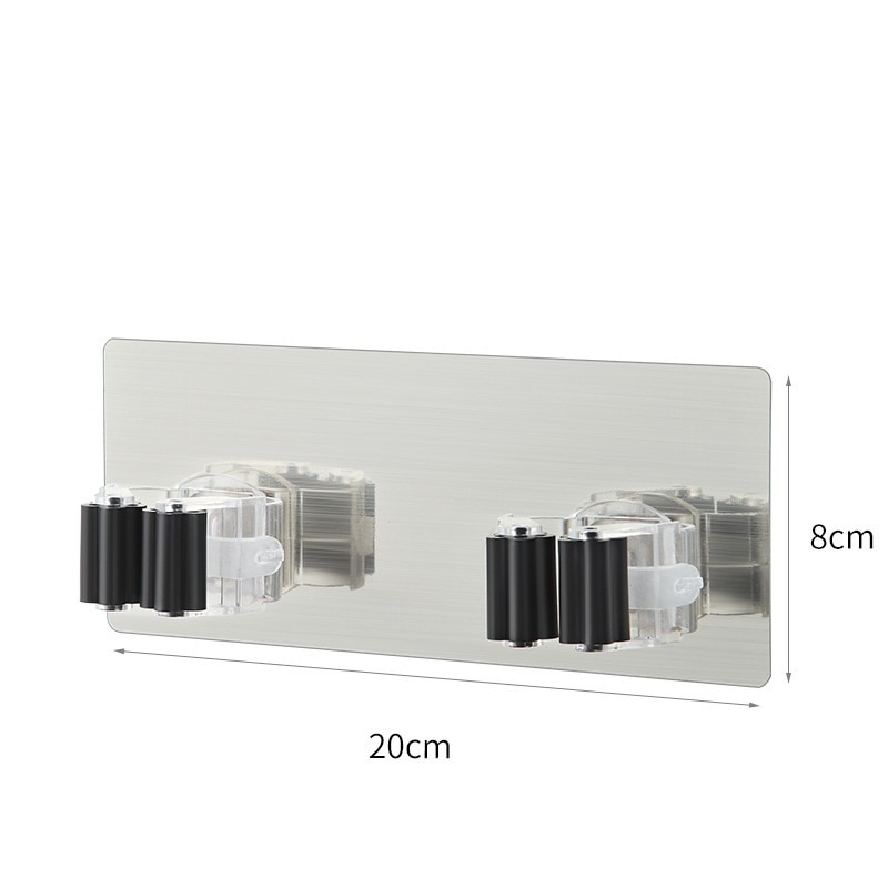 Lijm Multifunctionele Haken Wall Mounted Mop Organizer Houder Rackbrush Bezem Hanger Haak Keuken Badkamer Sterke Haken: Double black-8X20cm