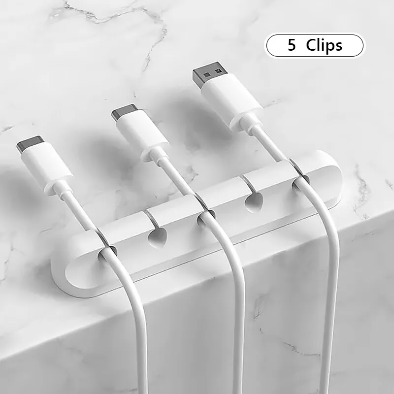 Cable Organizer Silicone Cable Clips Cable Management Cable Winder Desktop Tidy Manager Mobile Phone Data Cable Organizer: black