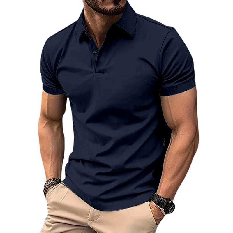 polo estiva da uomo in tinta unita, manica corta, bottoni con risvolto, magliette da uomo, casuale, streetwear, leggere, da jogging: XL / Grigio scuro