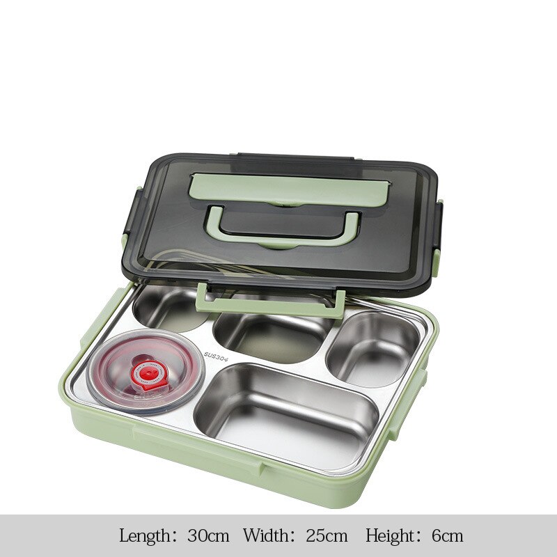 Japanse Kinderen Lunchbox 304 Rvs Bento Lunch Box Met Compartiment Servies Magnetron Voedsel Container Doos: C