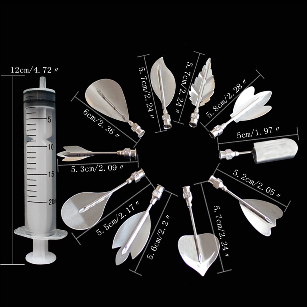 10Stck 3D Gelatine Gelee Kunst Werkzeuge Edelstahl Nadel mit Spritze DIY Pudding Gebäck Düsen Kuchen Dekoration Backen Werkzeuge: Rosa