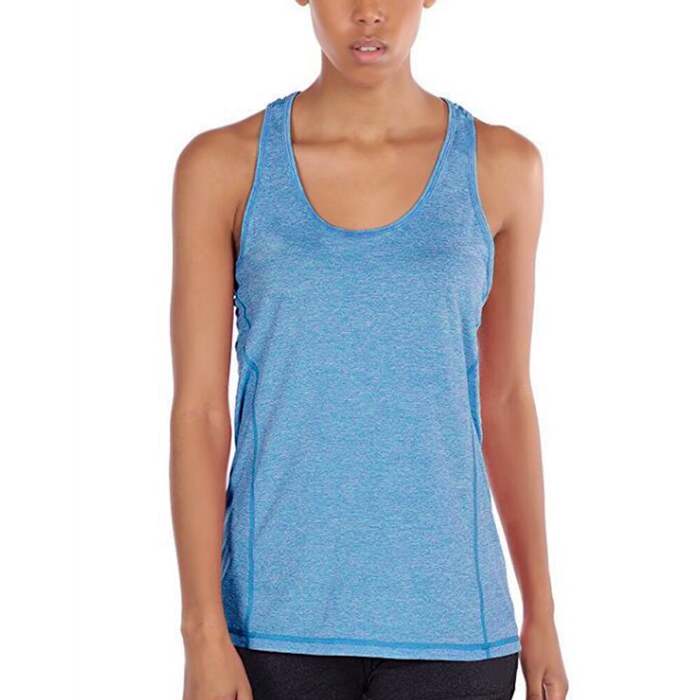 Vrouwen Fitness Vest Ademend Slim Fit Mouwloze Tops Voor Jogging DO2: Blauw / M