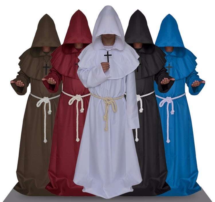 Monnik Hooded Gewaden Mantel Cape Friar Middeleeuwse Renaissance Priest Mannen Gewaad Kleding Halloween Comic Con Party Cosplay Kostuum
