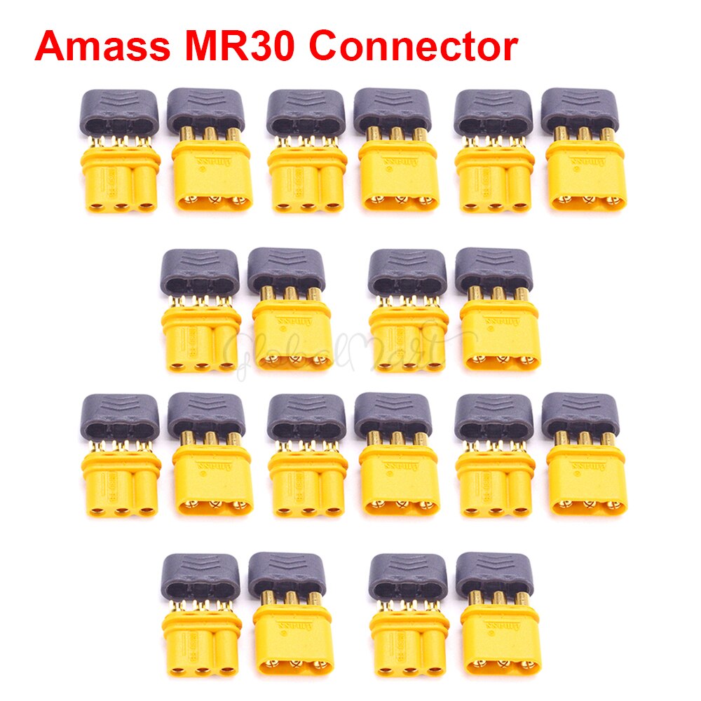 10 Pairs XT30 XT30U XT60 XT60H XT90 EC2 EC3 EC5 T Plug Battery Connector Set Male Female Gold Plated Banana Plug for RC Parts: 10pairs Amass MR30