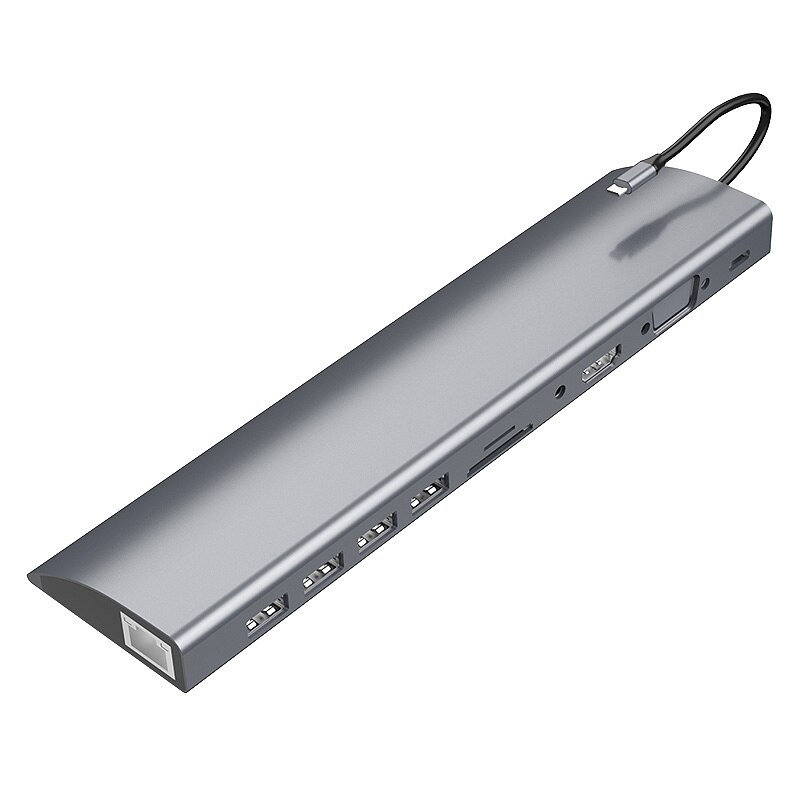 11 in 1 USB C Hub /Type C Data Hub With 11-Port 4 USB 3.0 +4K HDMI +TF +SD +Type C PD +RJ45+VGA+ 3.5MM o Ports