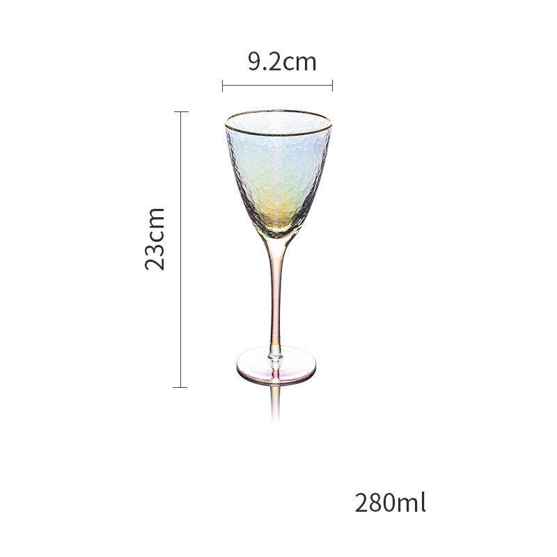Copa de vino chapada en oro martillado, copas de champán sin plomo, copa de cóctel, suministro de artículos para beber: A  23x9.2cm