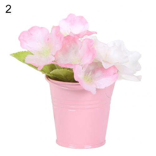 Cubo de hojalata de Color sólido para decoración de jardín, Cubo de hojalata para decoración de hogar y Hotel: Rosa