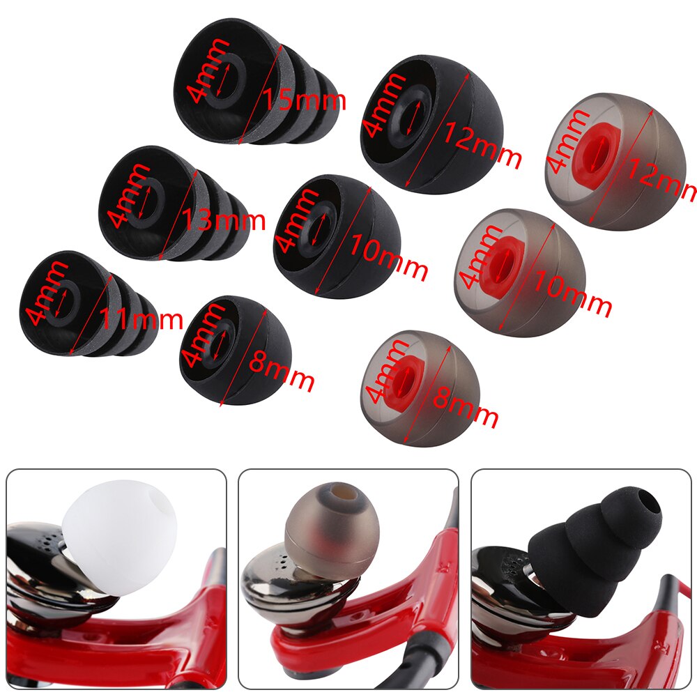 10 paar zachte siliconen vervanging 4mm oordopjes oordopjes afdekkap rubber universele oordopjes voor in-ear oordopjes accessoires