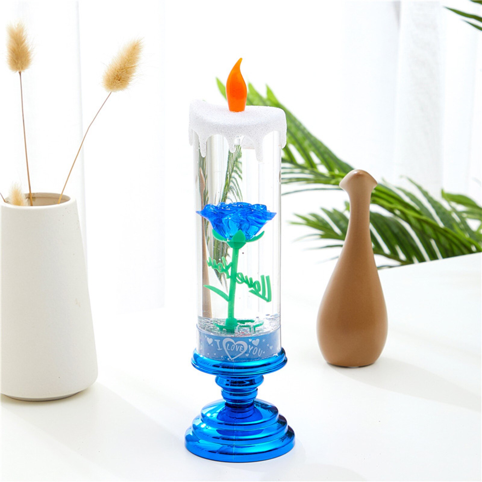 300ml Led Candles Rotating Color Changing Glitter Led Candles Flameles Romantic Crystal Candle Light Home Party Decoration#T2: H