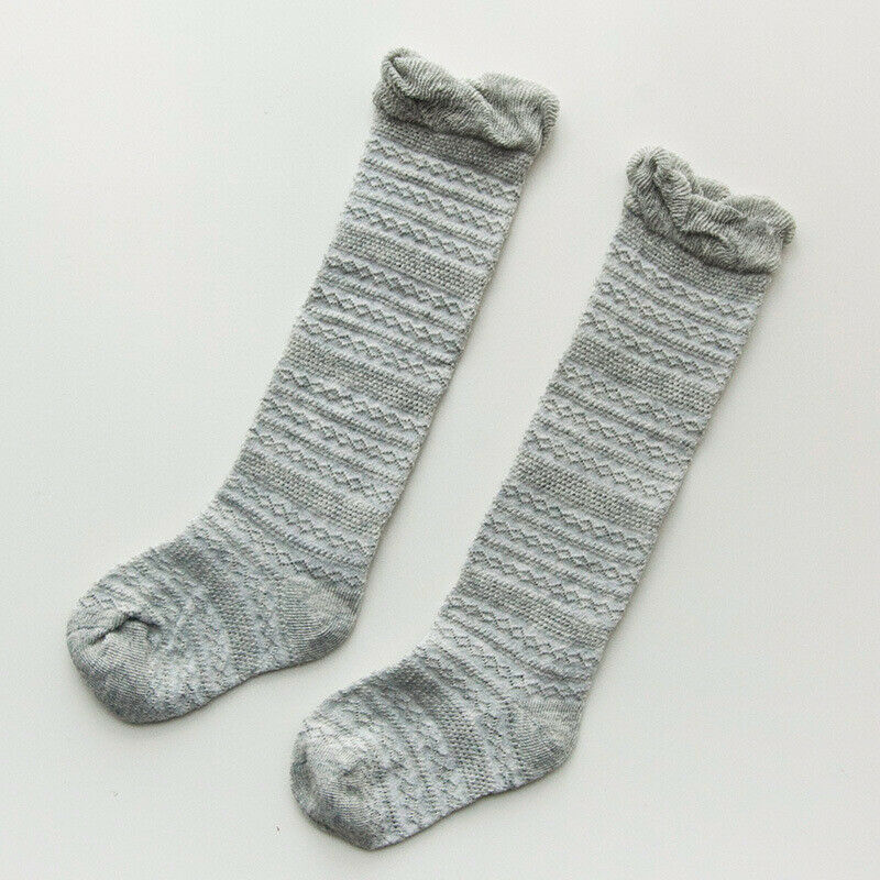 Baby piger sokker knæhøj med buer søde babysokker lange rør børnebenopvarmere 0-3m