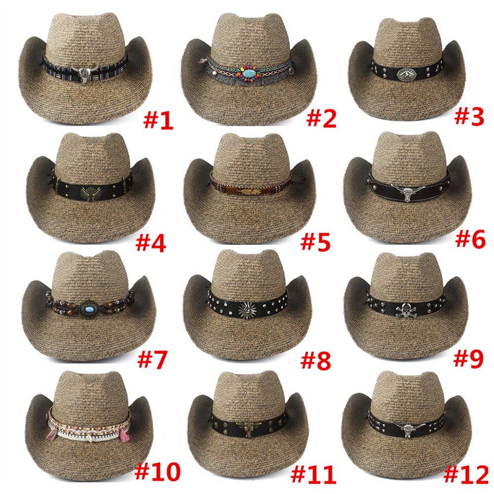 Dames heren holle strand sombrero man western cowboyhoed dame vader stro panama cowgirl jazz zonnepet maat 56-58cm
