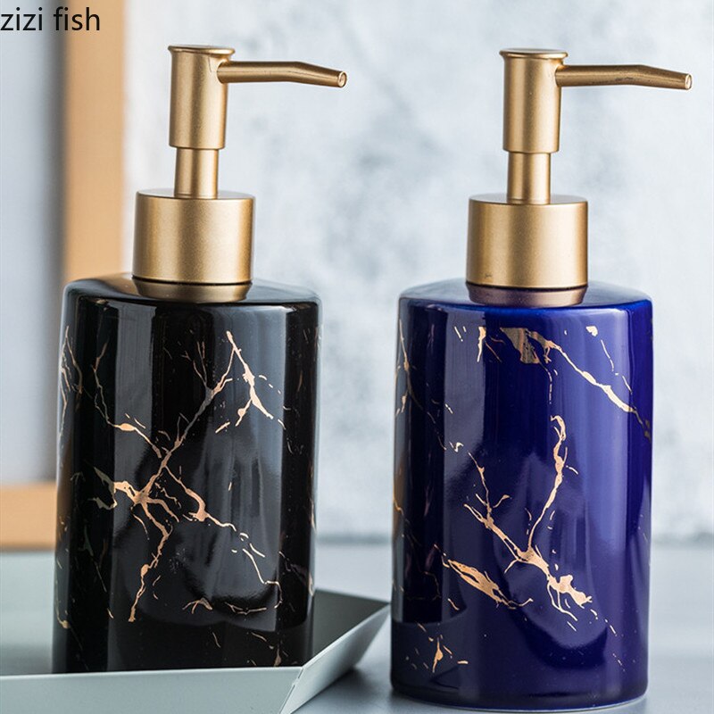 Marbling Ceramics Hand Sanitizer Bottle Black/white/blue/green Bright Light Lotion Bottle Bathroom Container Soap Dispensers