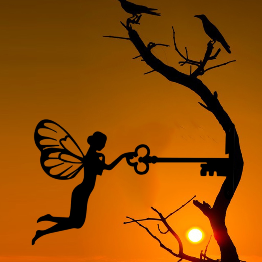 Silhouette féerique en métal pour décoration murale d&#39;arbre, décoration de jardin, d&#39;arrière-cour