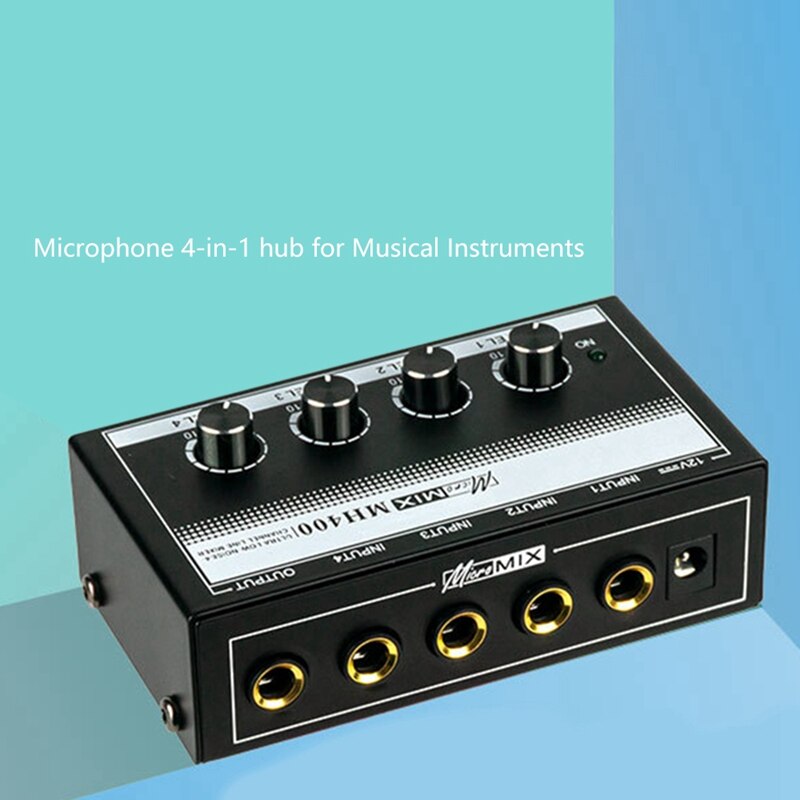 MH400 4 Aisle Mixer Ultra Low Noise Microphone Musical Instrument Audio Amplifier Hub Mixer Mixer