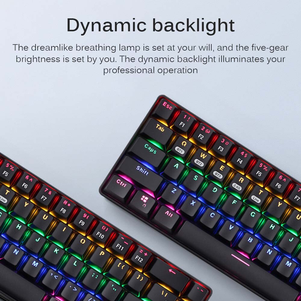 68-Key Player Keyboard Wireless Bluetooth Type-C RGB Backlit Wired Mechanical Gaming Keyboard LED Backlit Mechanical Keyboard