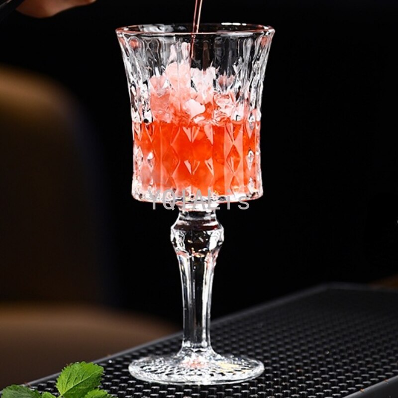 Exquisito cáliz tallado clásico con borde de encaje, copa de vino tinto, whisky, Brandy, copa de champán, Bar en casa, bebida fría, tienda, 200-250Ml