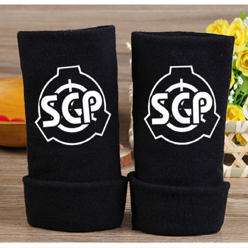 SCP Secure Contain Protect Special Knitting Gloves Cotton Warm Half Finger Wrist Mittens Cosplay Accessories: 2