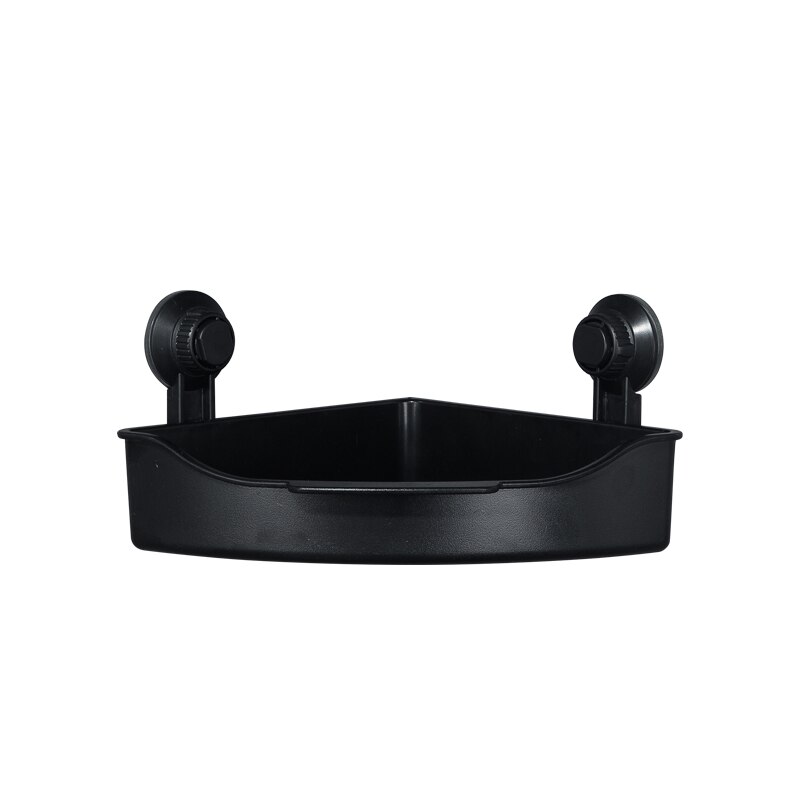 Hoek Opslag Plank Hoek Badkamer Magazijnstelling Zuignap Zeep Fles Houder Plastic Abs Keuken Opbergrek: black- 1 tier