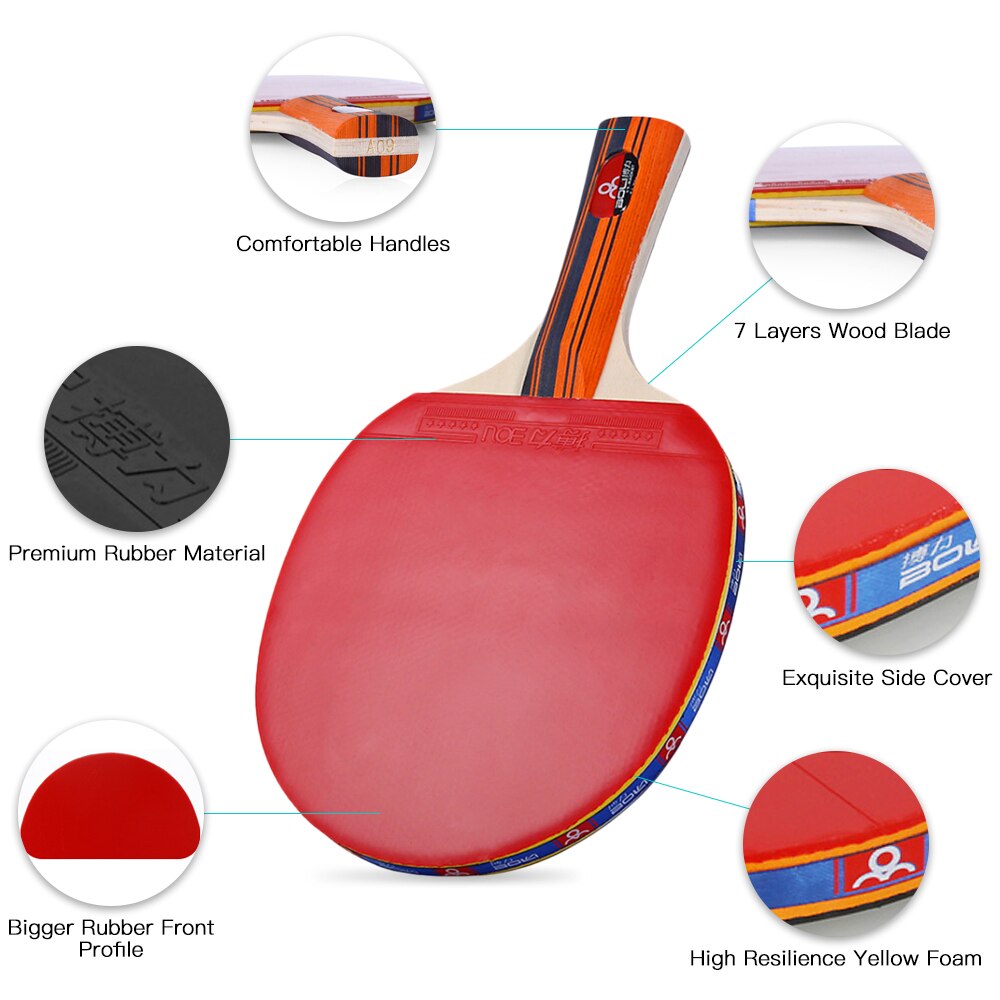 Table Tennis Bat Racket Table Tennis Ball and Bat Set 2 Ping Pong Bats 3 Ping Pong Balls Pack Ping Pong Paddle Racket Set