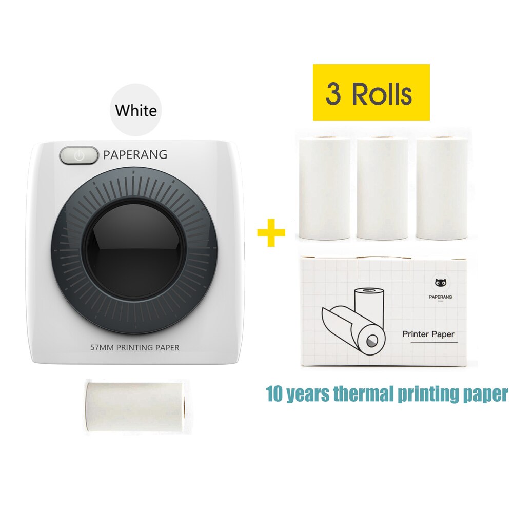 Paperang P2 Pocket Printer 300Dpi Bt Draadloze Printer Draagbare Thermische Printer Voor Foto Compatibel Met Android Ios Windows Mac: White-3 Paper