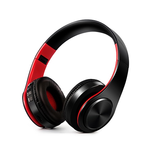 HIFI stereo earphones bluetooth headphone music headset FM and support SD card with mic for mobile xiaomi iphone sumsamg tablet: Black red