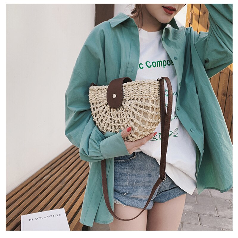 Zomerse schelp handgeweven stro tas vrijetijdstas beauty damestassen 01- sb-ssbkcb