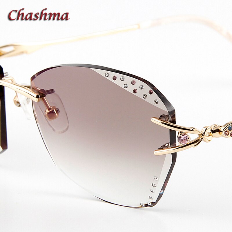 Glasses Women Eyeglasses Frames Rimless Titanium Tint Sunglasses Prescription Glass Diamonds Anti Blue Ray Anti Resistance Lens